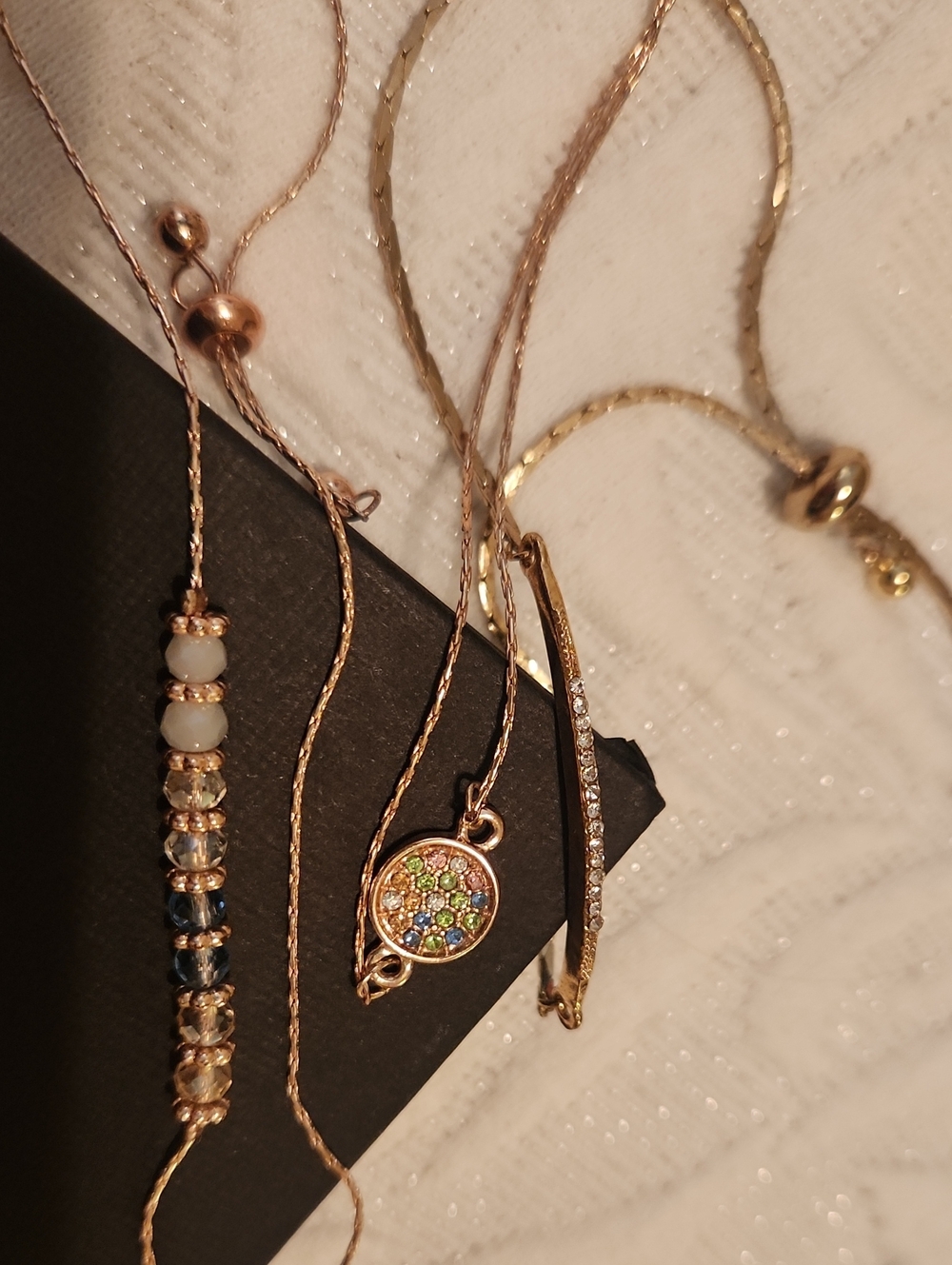Gold-Tone Multi-Color Crystal Pendant Bracelets - Women Jewelry